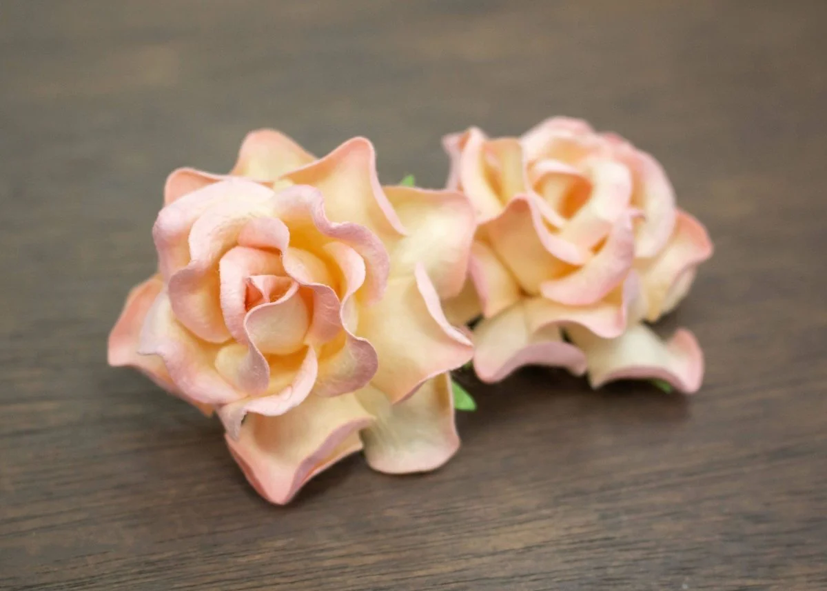 2" Mulberry Wood Flower - Blush/Ivory (5 Pack) - Image 2