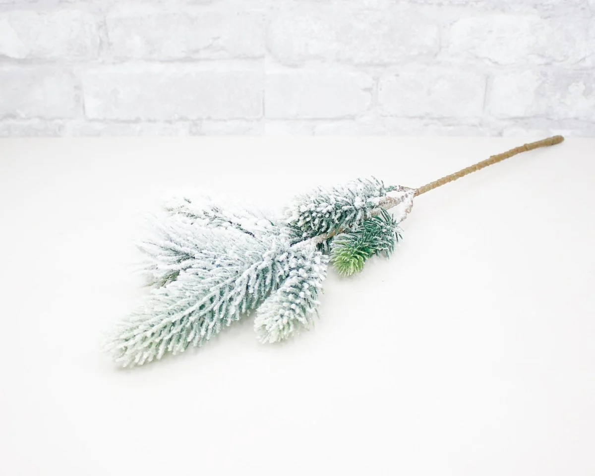 22" Flocked Glitter Pine Spray - Image 2
