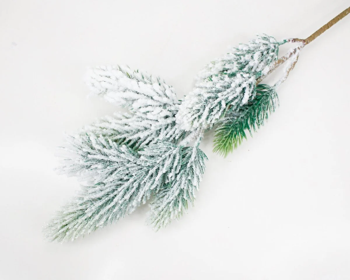 22" Flocked Glitter Pine Spray - Image 3