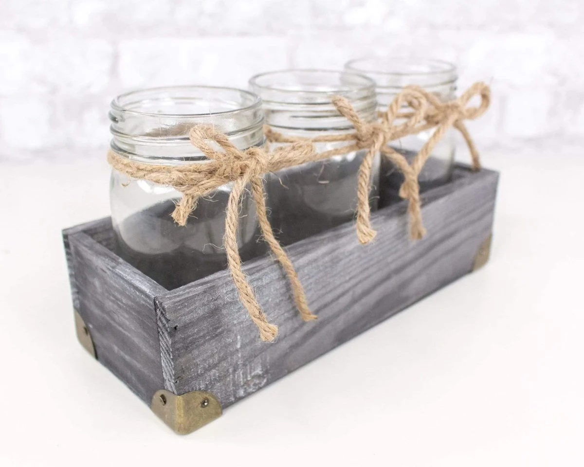 3 Jar Glass Vase With Tray (Multiple Colors) - Image 10