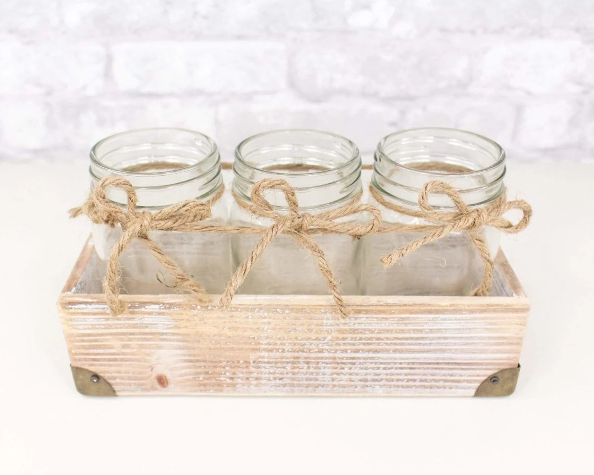 3 Jar Glass Vase With Tray (Multiple Colors) - Image 2
