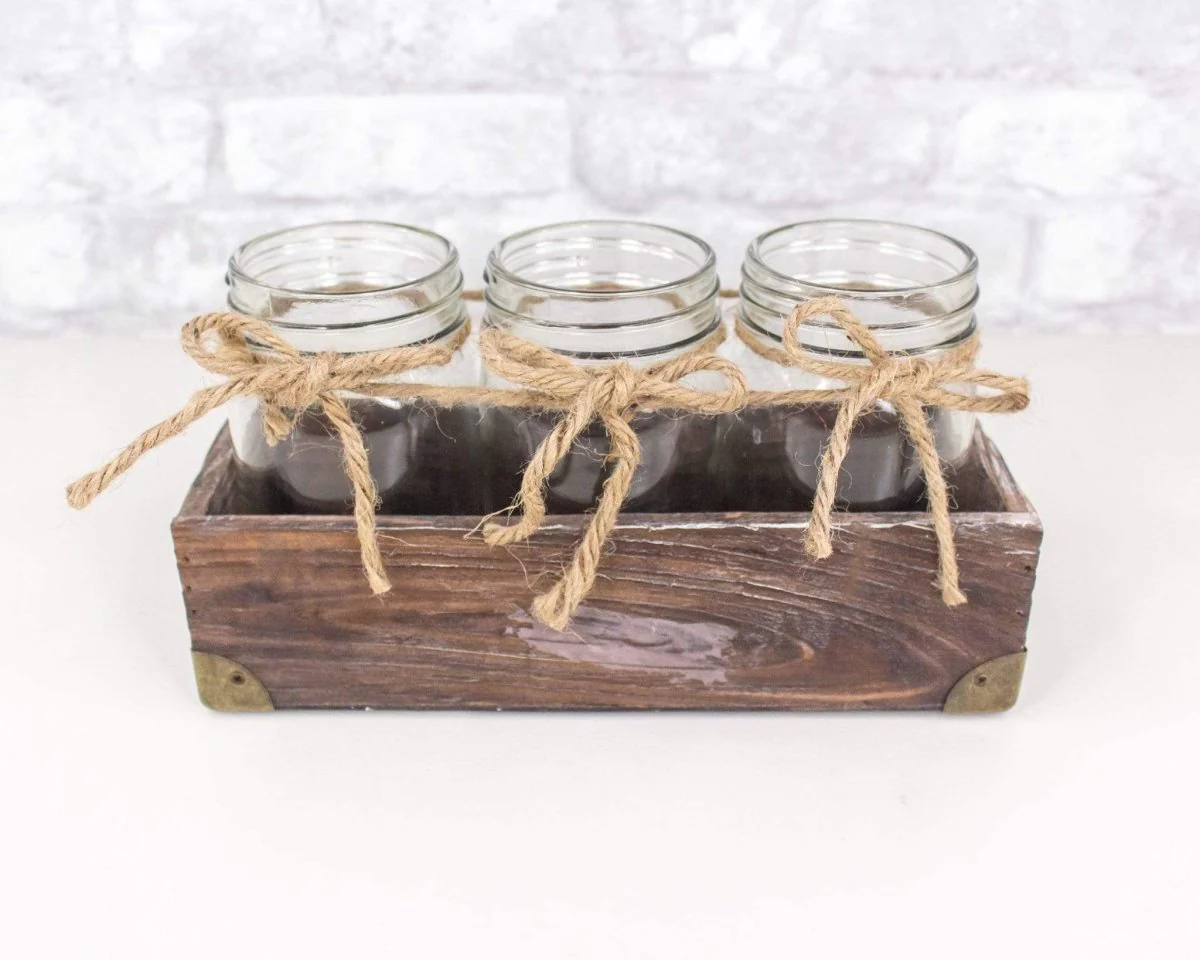3 Jar Glass Vase With Tray (Multiple Colors) - Image 3