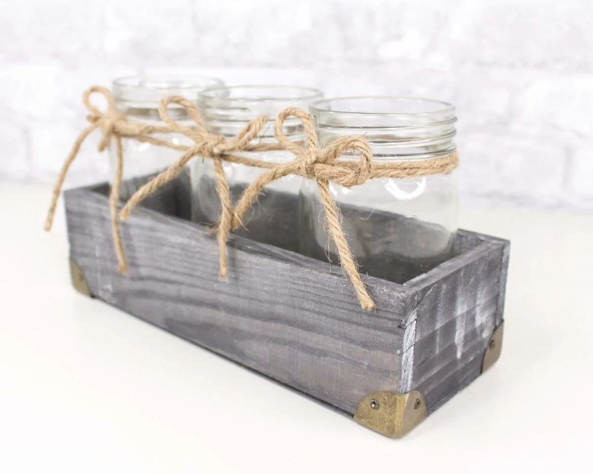 3 Jar Glass Vase With Tray (Multiple Colors) - Image 4