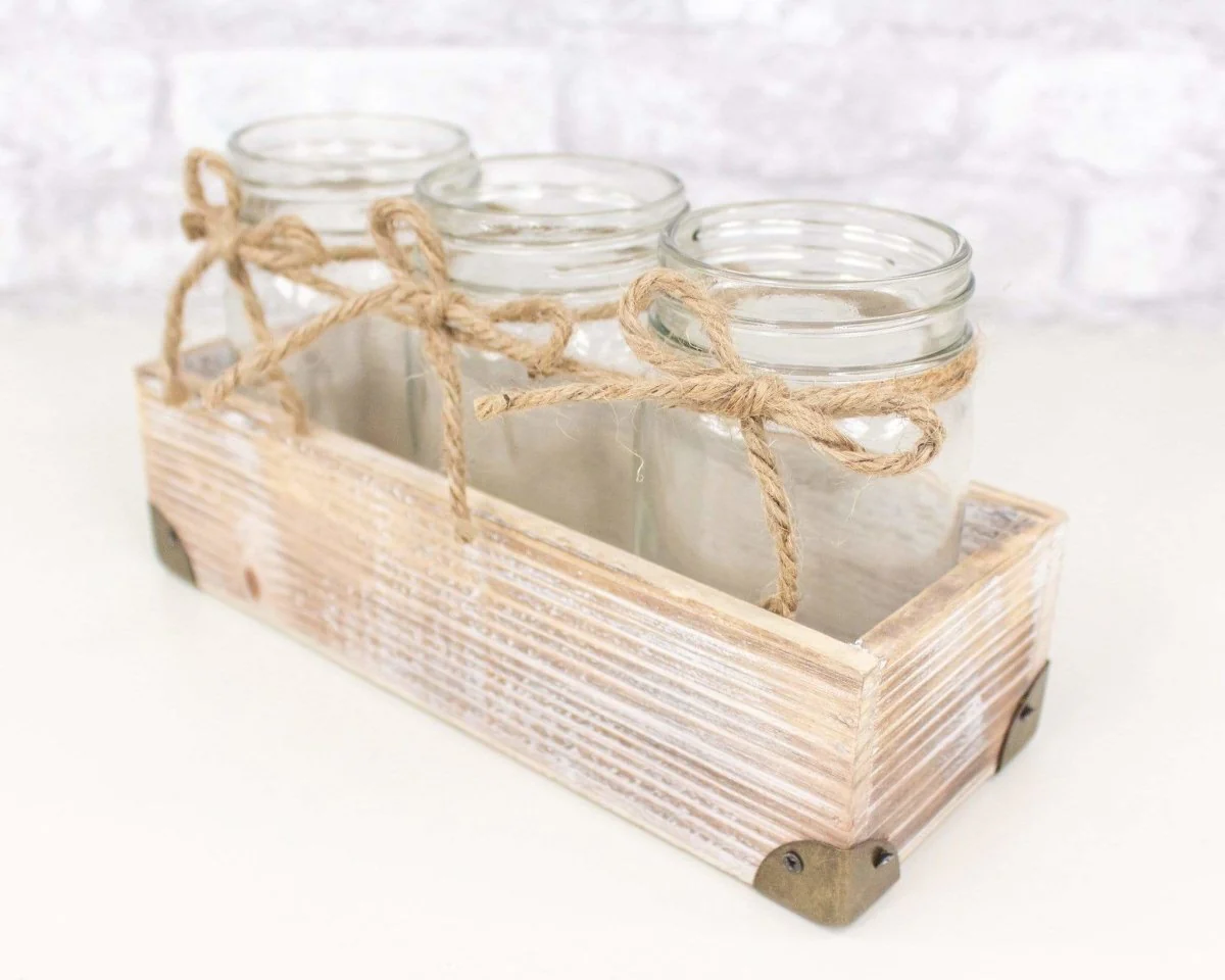 3 Jar Glass Vase With Tray (Multiple Colors) - Image 5