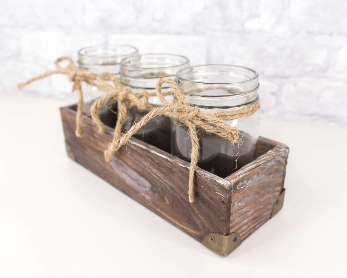 3 Jar Glass Vase With Tray (Multiple Colors) - Image 6