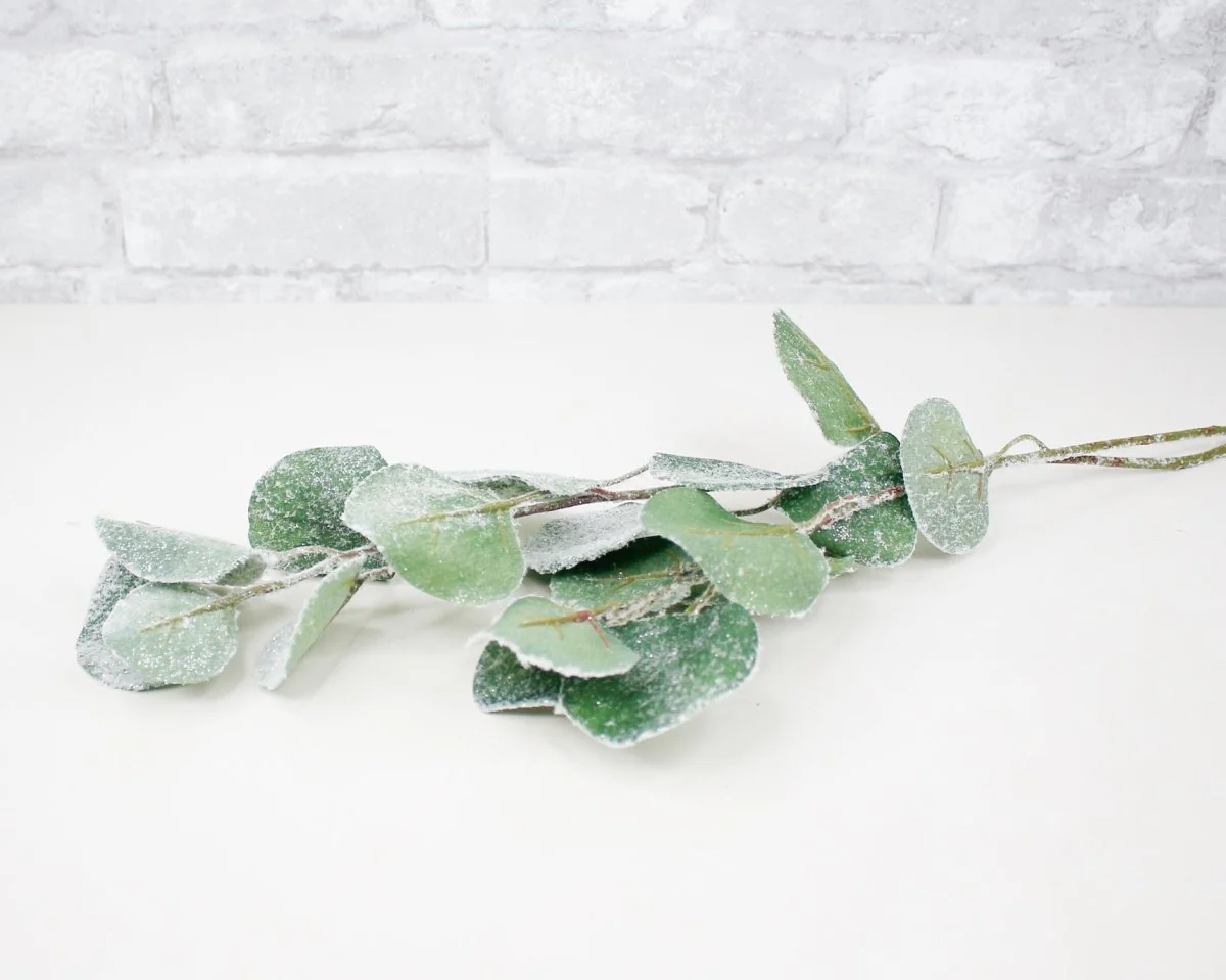 32" Flocked Eucalyptus Spray - Image 2