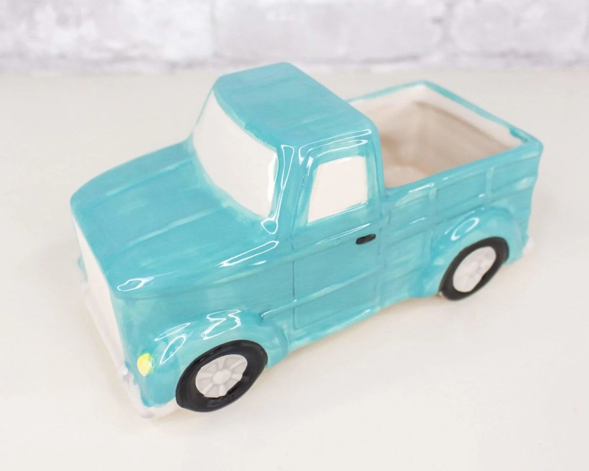 Blue Ceramic Truck Planter - Image 2