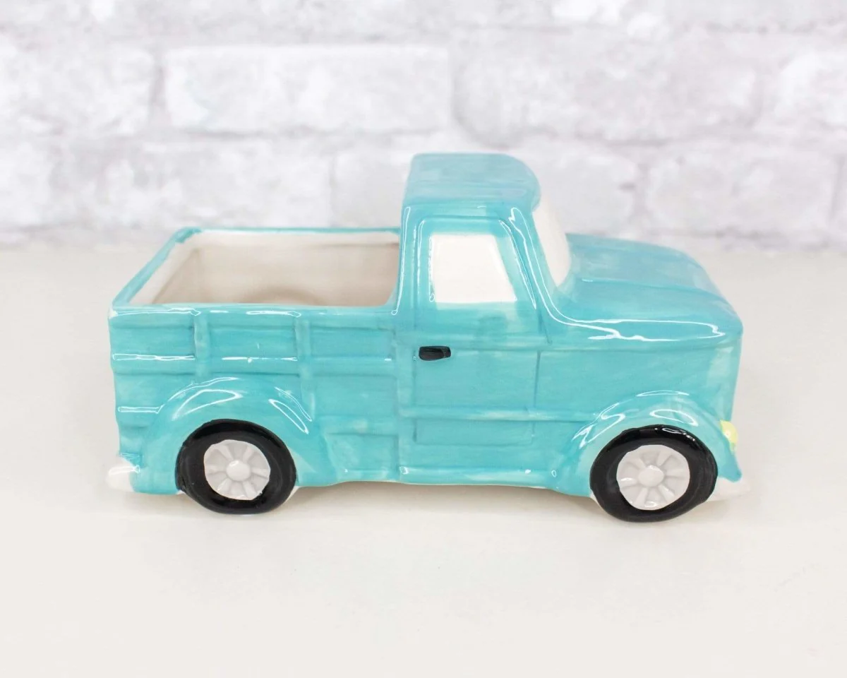 Blue Ceramic Truck Planter - Image 3