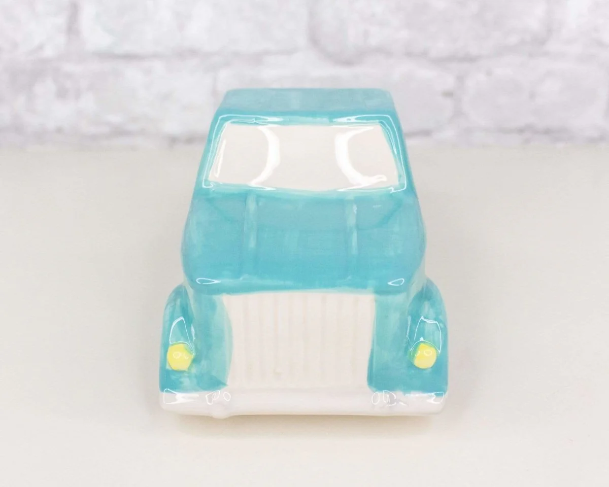 Blue Ceramic Truck Planter - Image 4