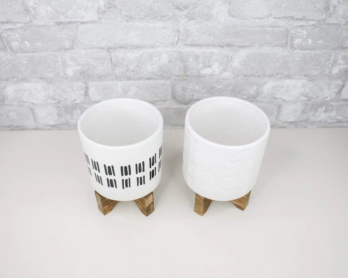 Boho Ceramic Pots With Stand - Image 4