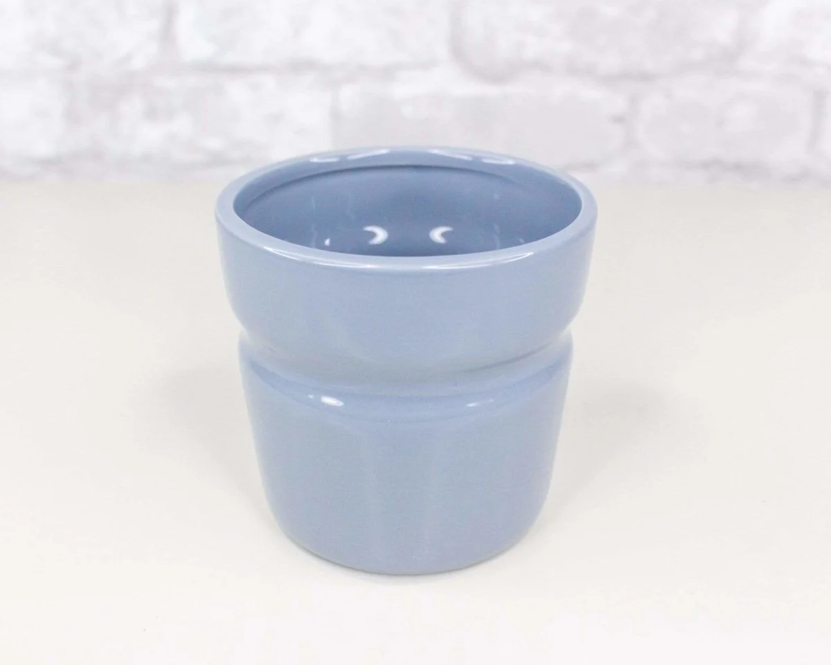 Ceramic Groove Pot - Dusty Blue - Image 3
