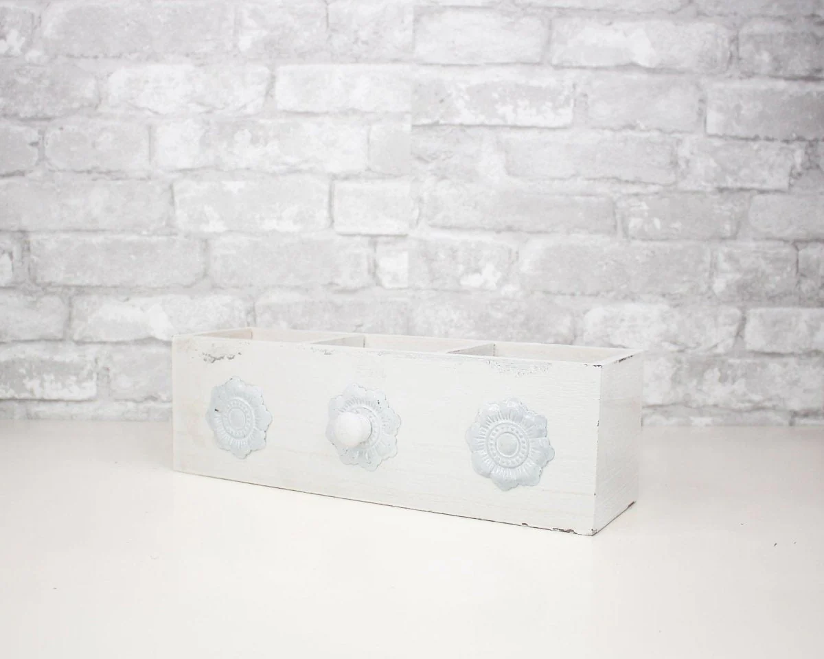 Distressed Wood Drawer Divided Planter - White - Image 2