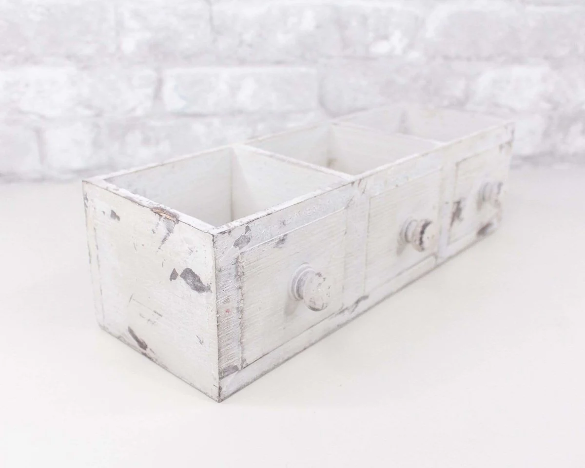 Distressed Wood Drawer Planter - White - Image 2