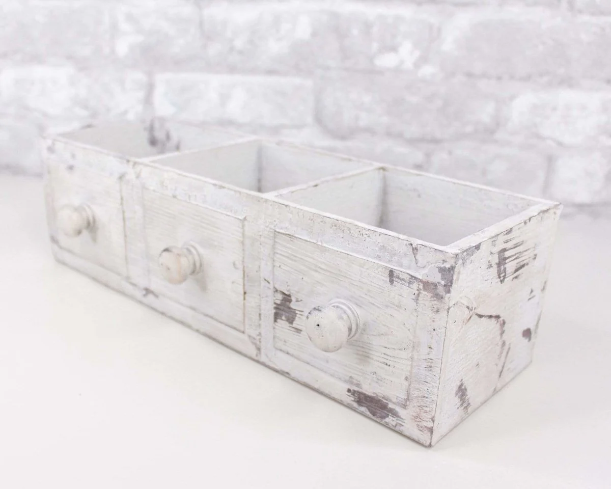 Distressed Wood Drawer Planter - White - Image 3