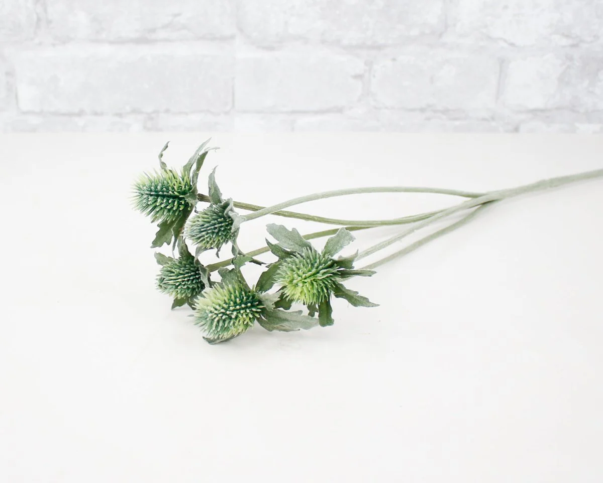 Faux Clover Thistle Spray - Green - Image 2