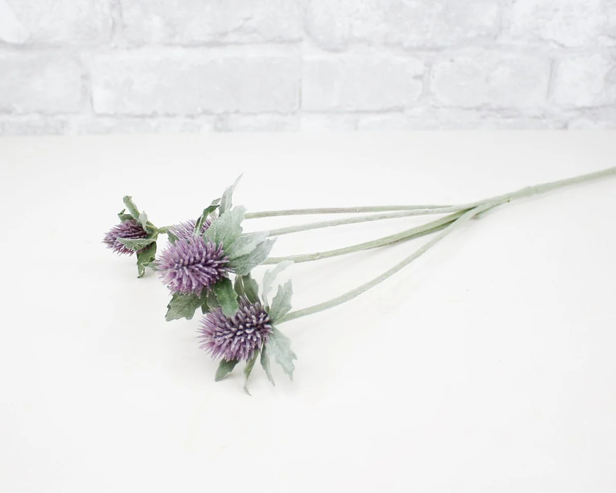 Faux Clover Thistle Spray - Purple - Image 2