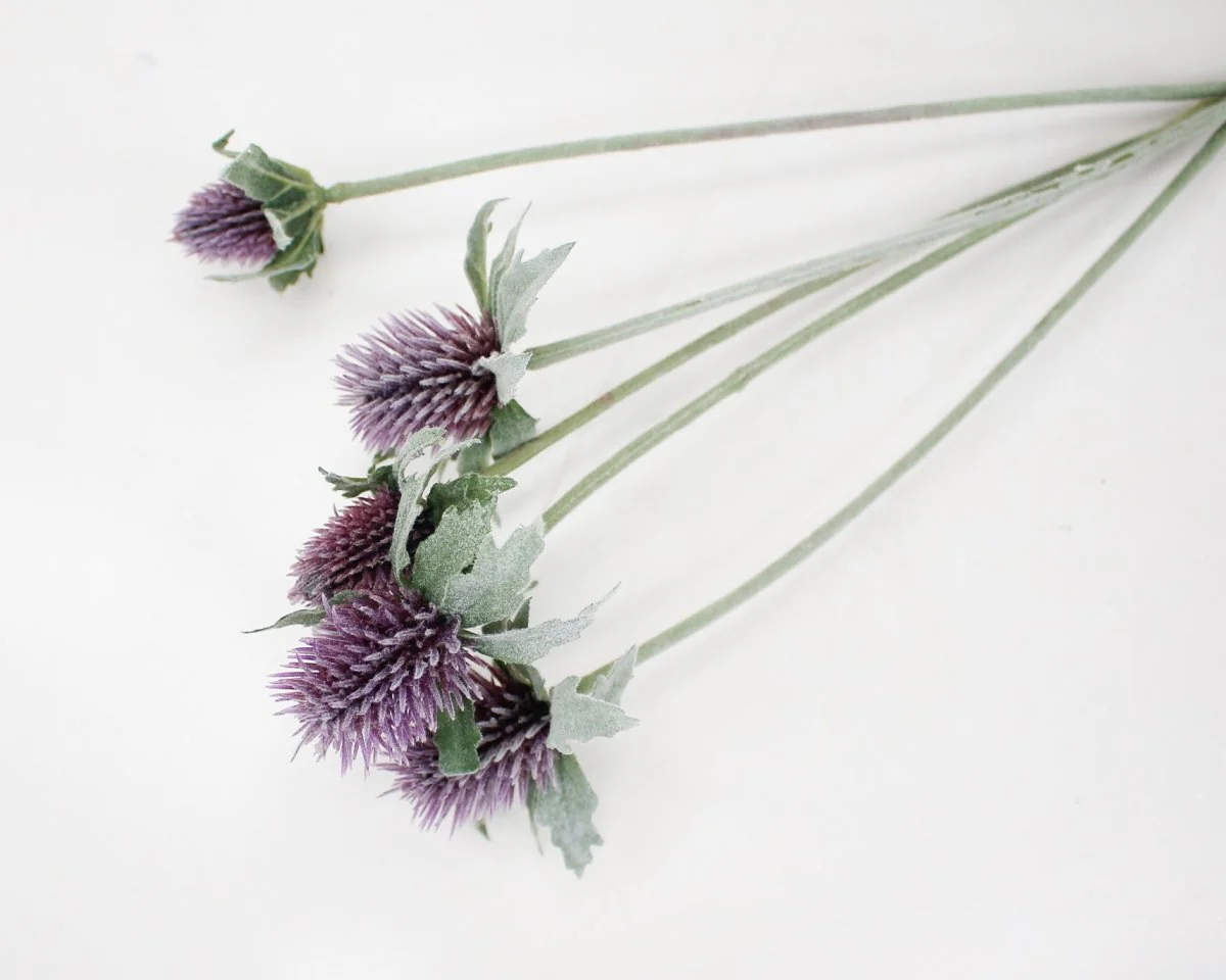 Faux Clover Thistle Spray - Purple - Image 3