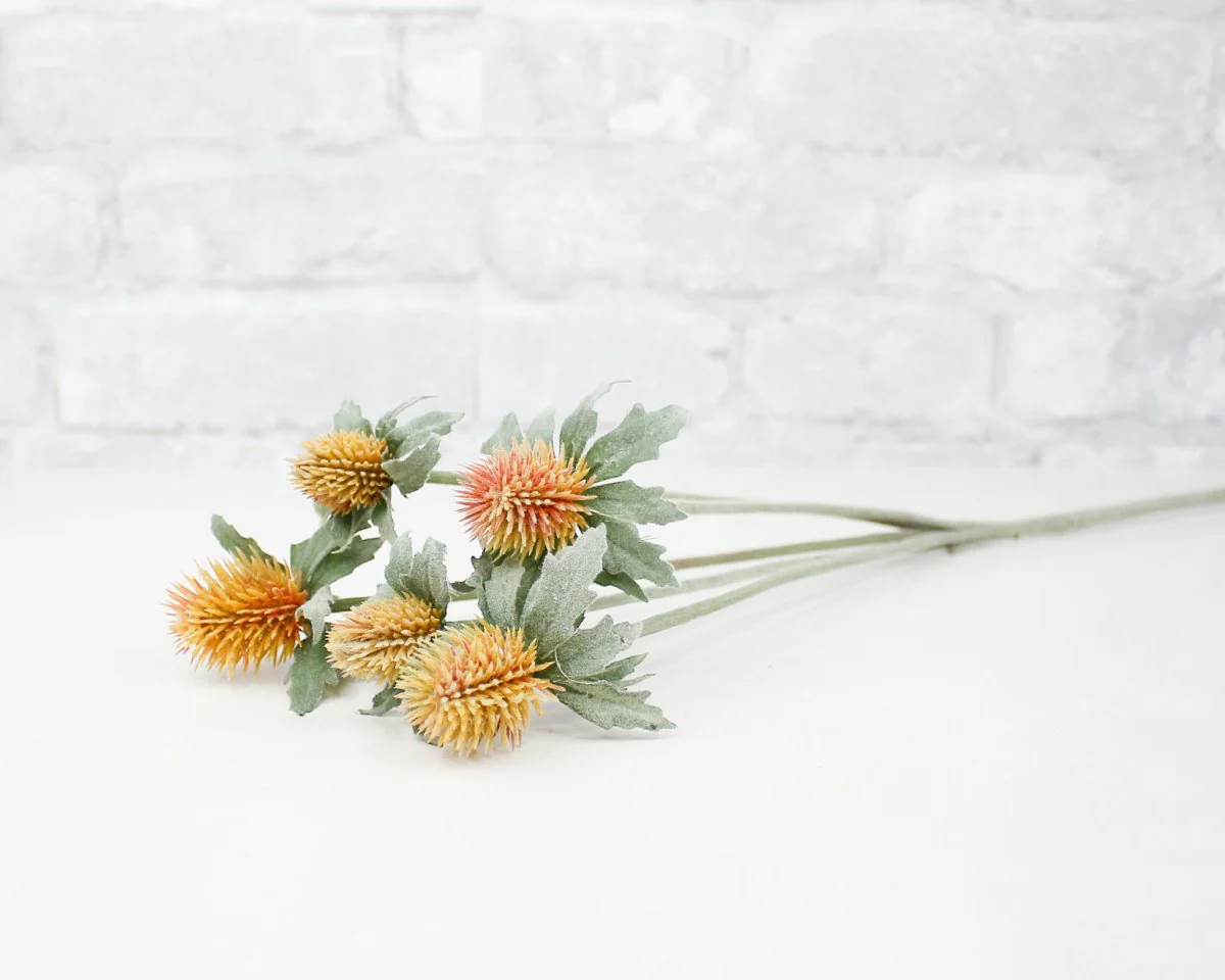 Faux Clover Thistle Spray - Deep Yellow