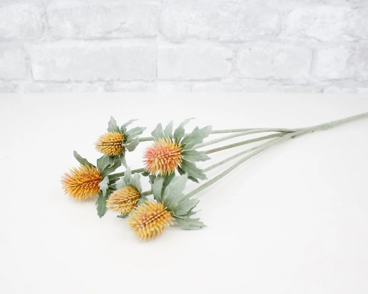 Faux Clover Thistle Spray - Deep Yellow - Image 2
