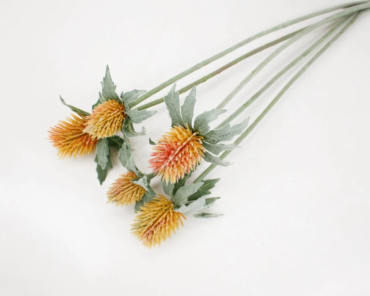 Faux Clover Thistle Spray - Deep Yellow - Image 3
