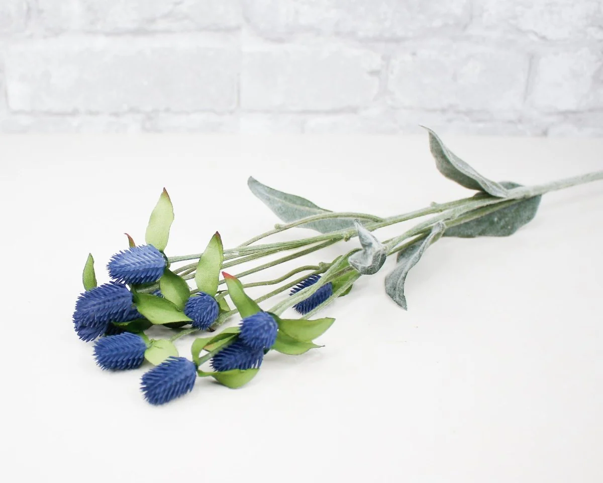 Faux Thistle Spray - Blue - Image 2