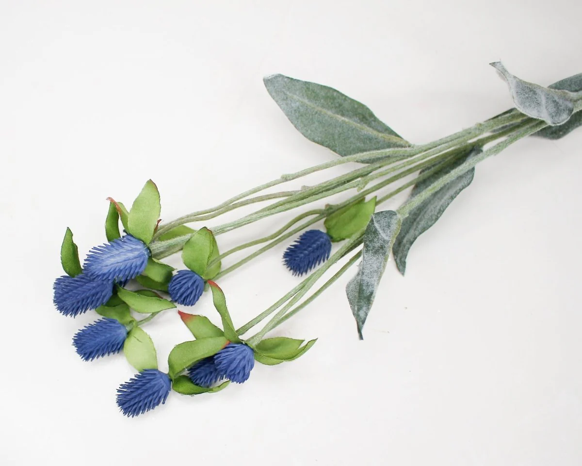 Faux Thistle Spray - Blue - Image 3
