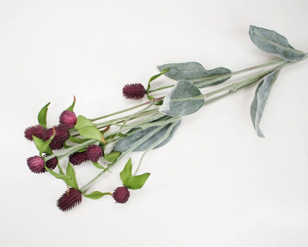 Faux Thistle Spray - Dark Mauve - Image 3