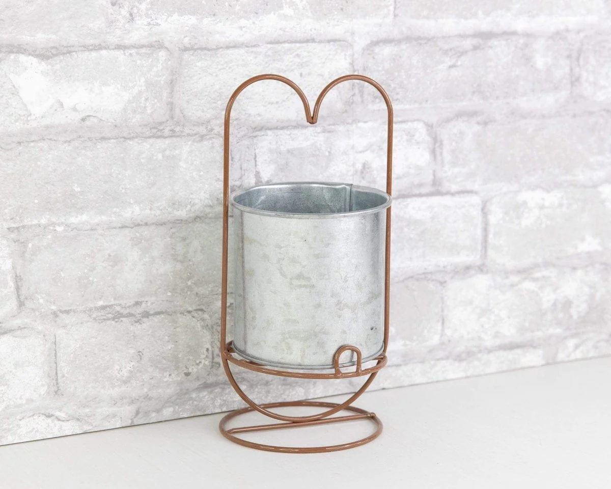 Galvanized Bucket w/ Iron Base - Heart Shaped - Image 4