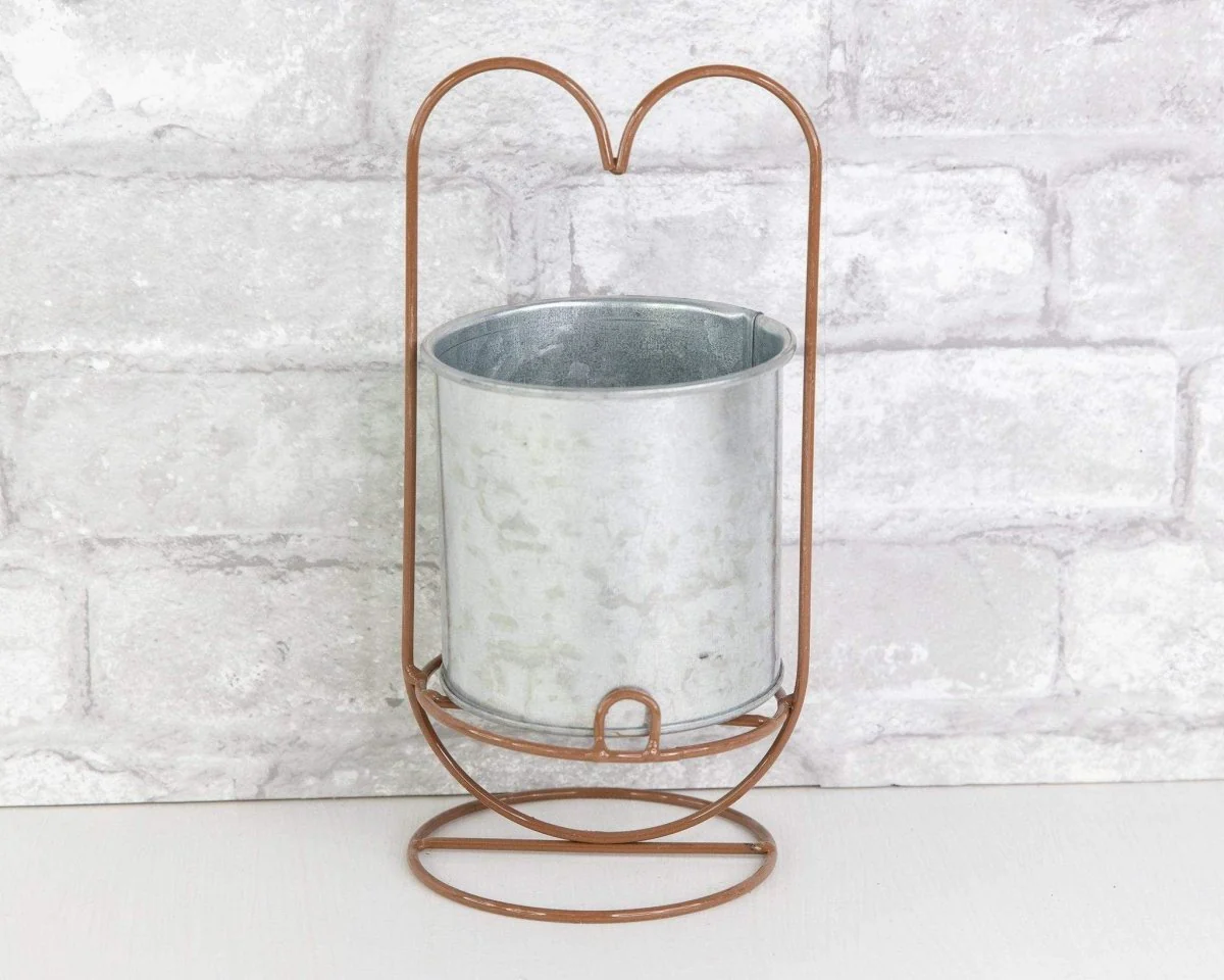 Galvanized Bucket w/ Iron Base - Heart Shaped - Image 5