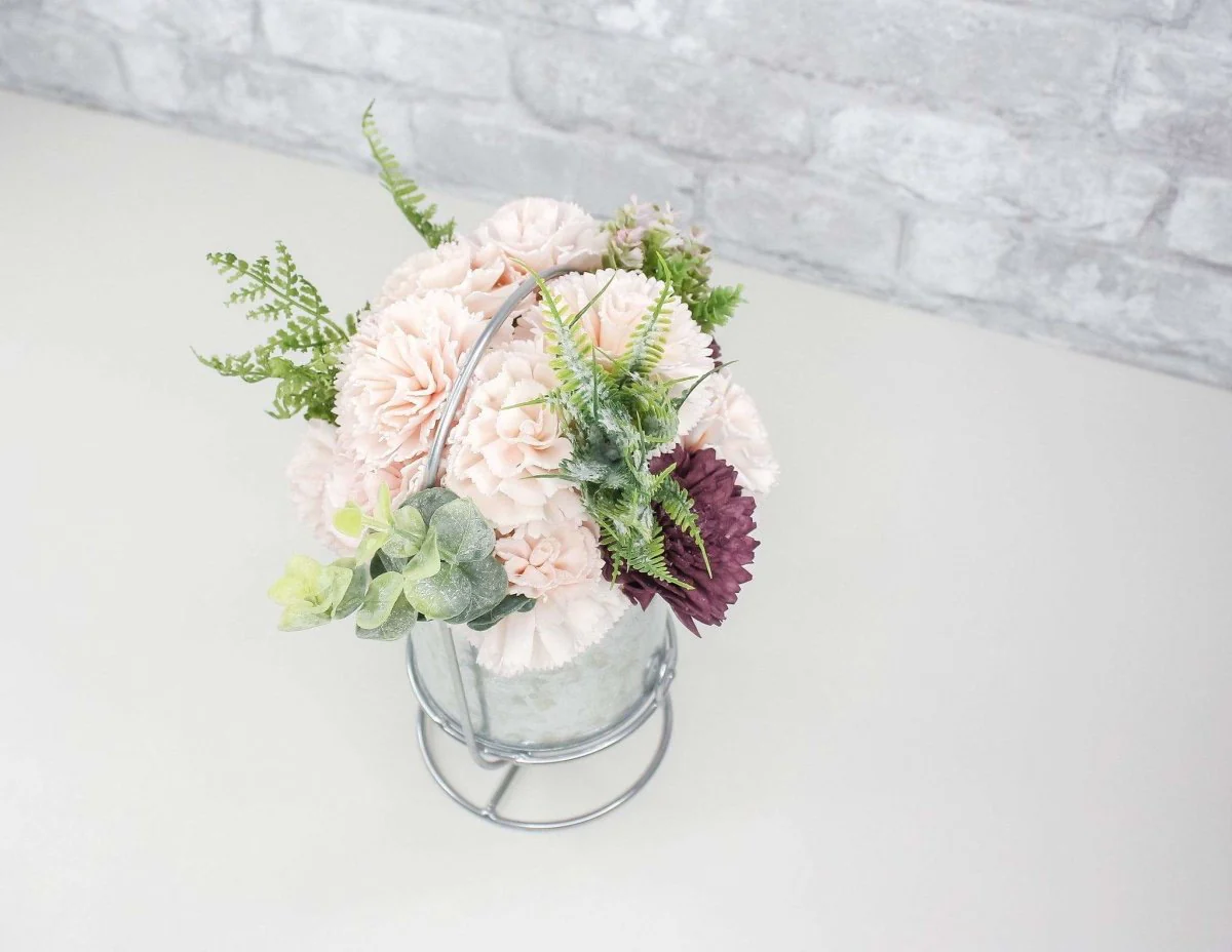 Galvanized Bucket w/ Iron Base - Round - Image 3