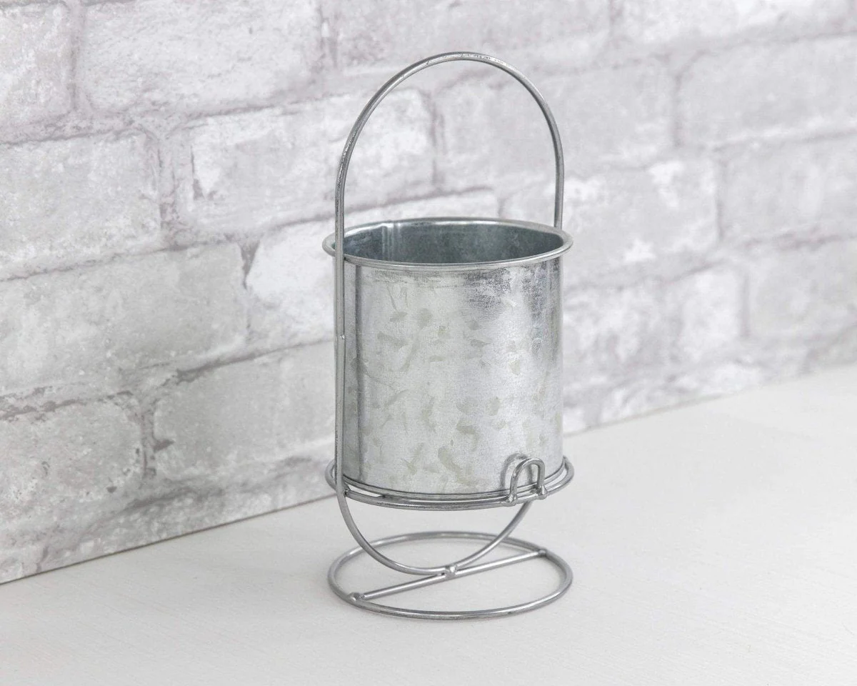Galvanized Bucket w/ Iron Base - Round - Image 7