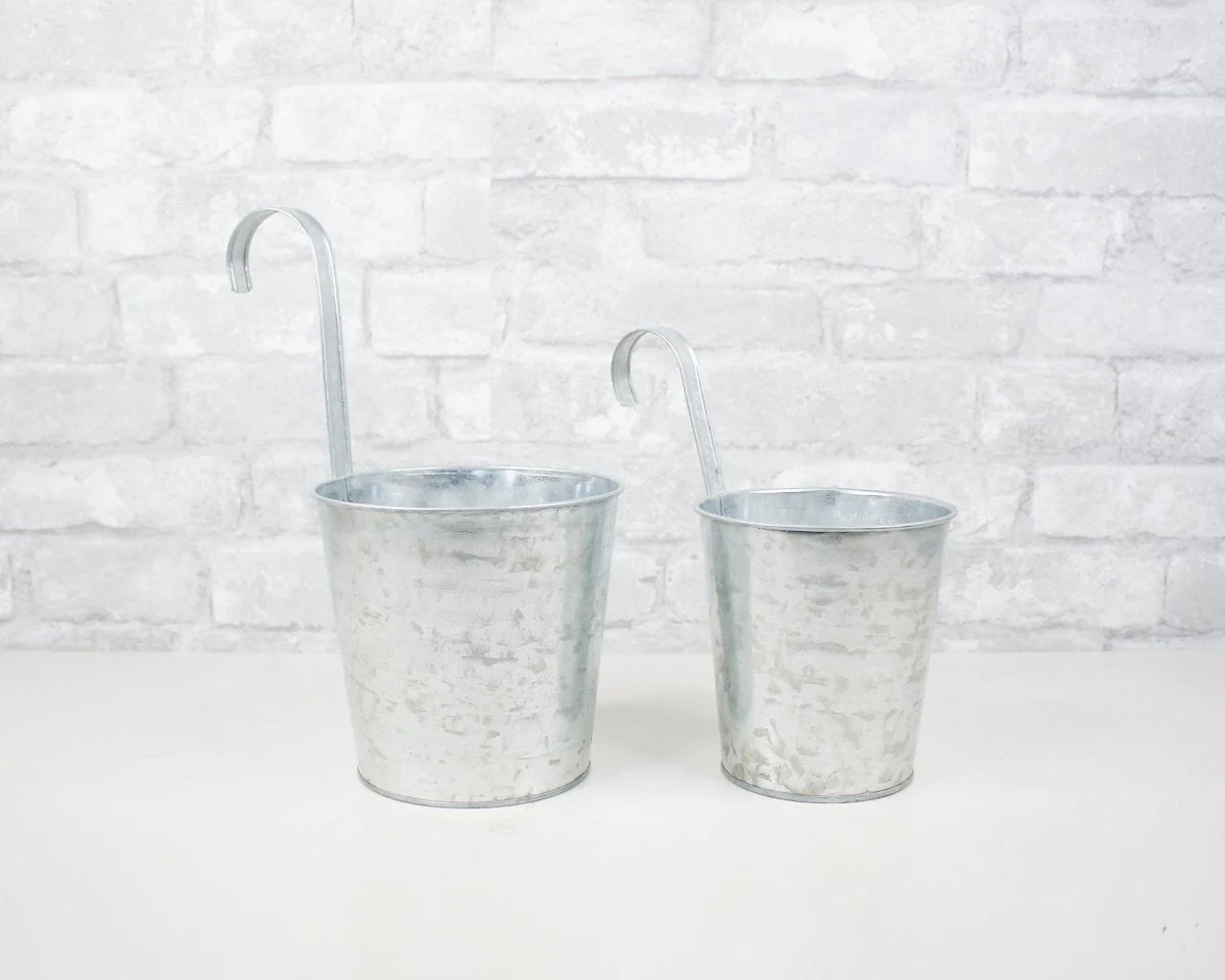 Galvanized Hanging Pot w/ Hook (Multiple Sizes) - Image 5