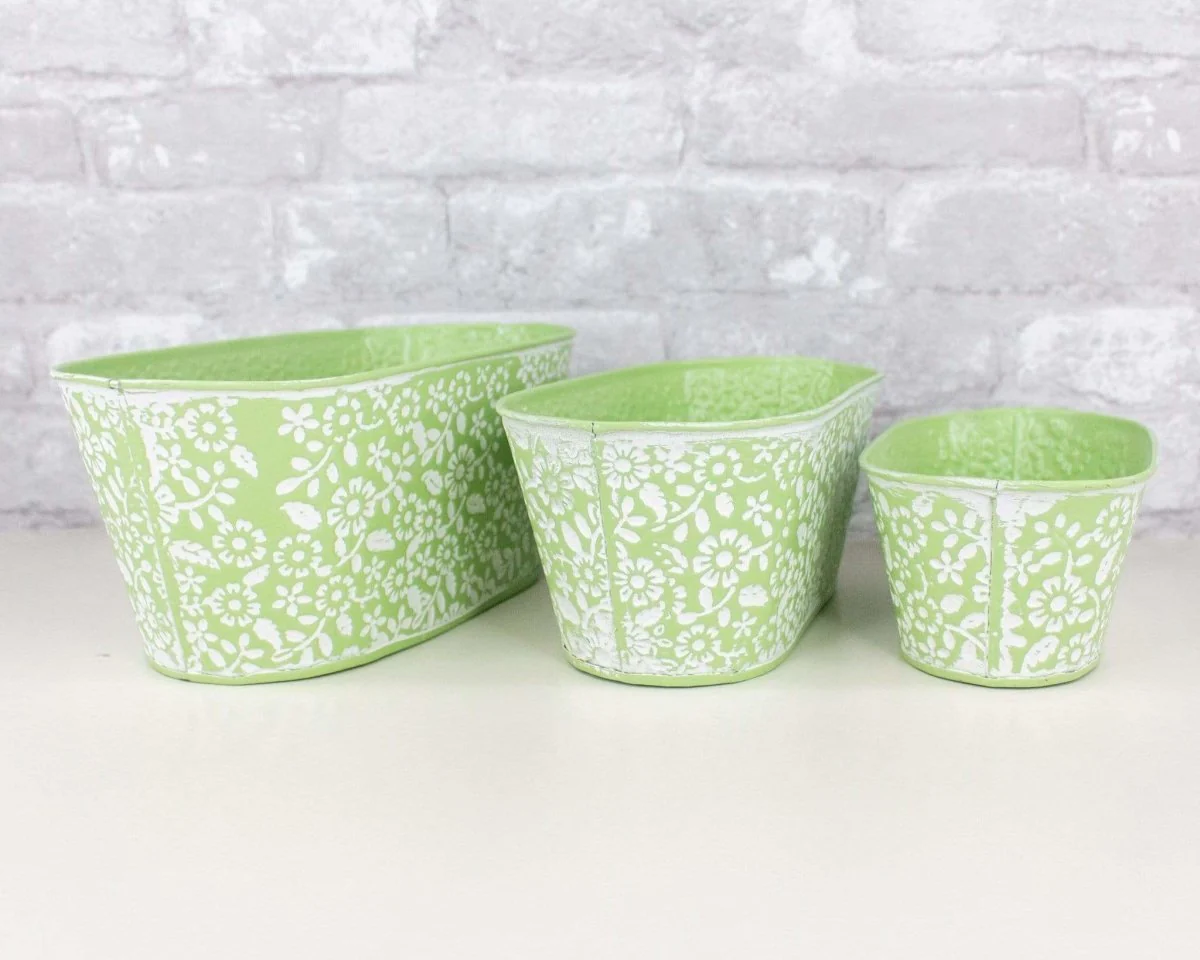 Green Floral Pattern Planter (Multiple Sizes) - Image 2