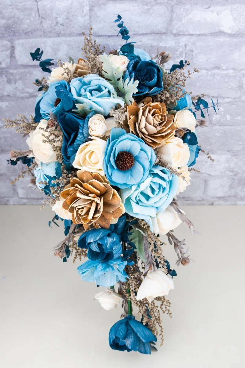 Hint Of Sapphire Cascade Bouquet - Image 4