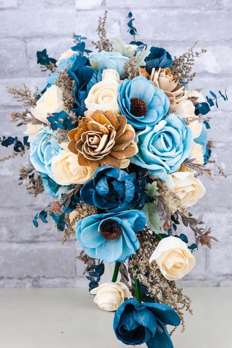 Hint Of Sapphire Cascade Bouquet - Image 5