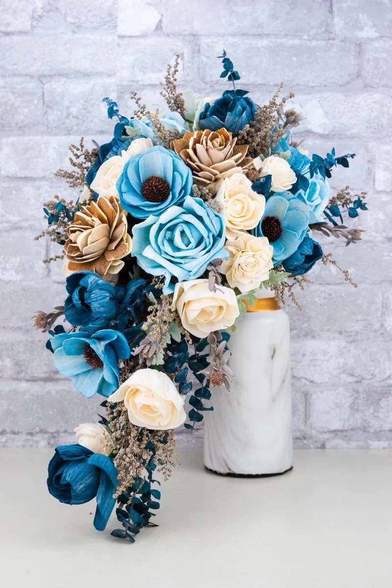 Hint Of Sapphire Cascade Bouquet - Image 6