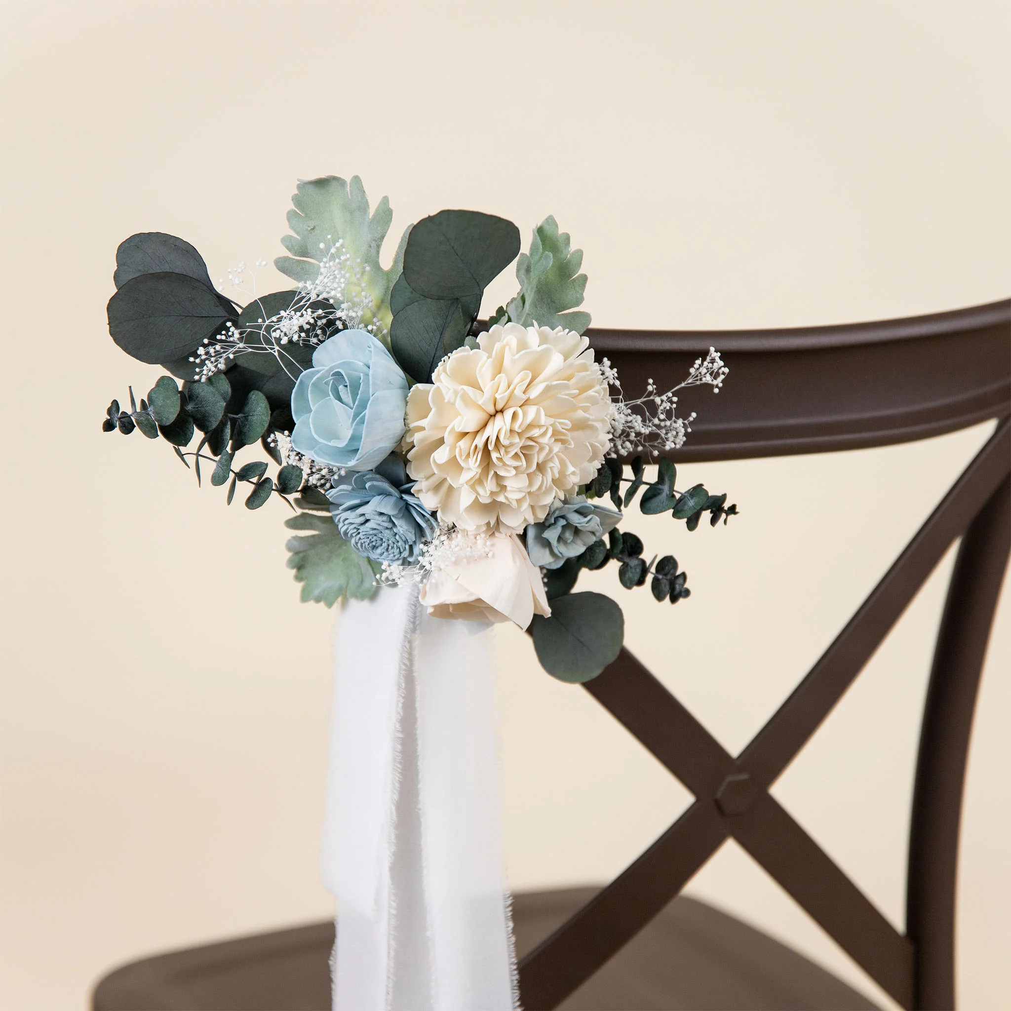 Luxe Ivory Chiffon Chair Decoration - Image 3