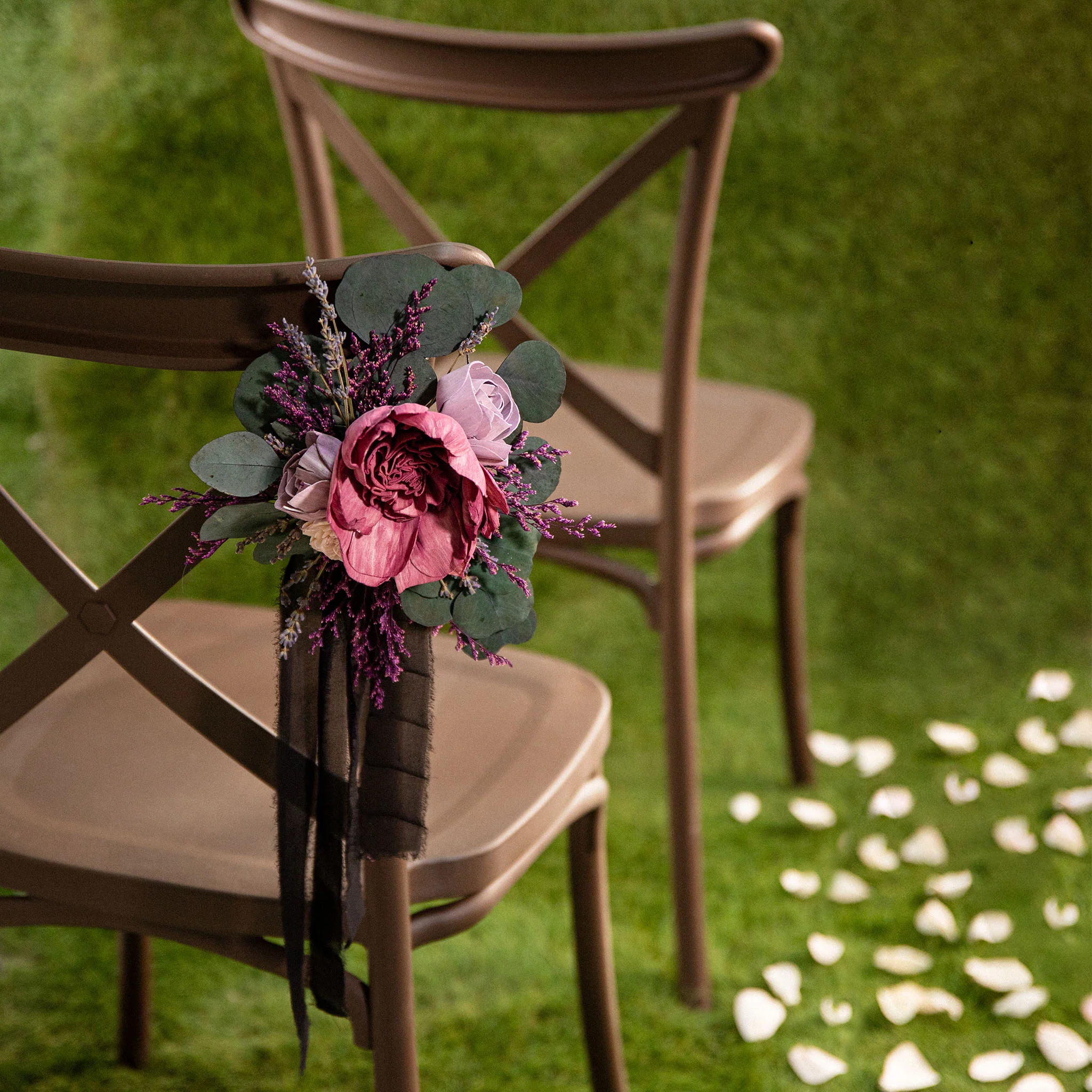 Luxe Peony Chiffon Chair Decoration - Image 3