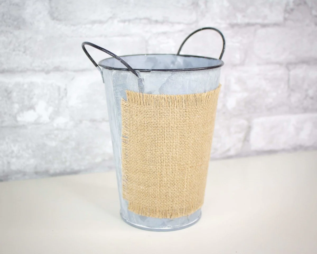 Metal Planter w/ Burlap Label - Image 3