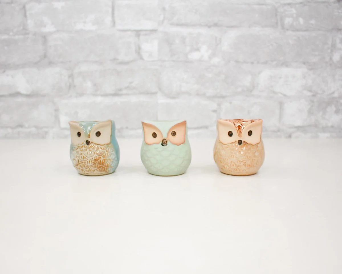 Mini Ceramic Owl Pot (Set of 3) - Image 2