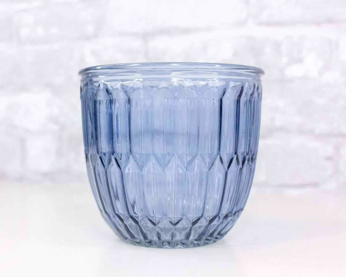 Round Embossed Glass Pot (Multiple Colors) - Image 2