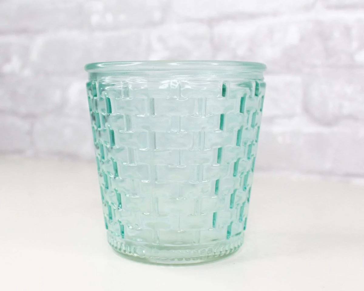 Round Glass Container - Basket Design (Multiple Colors) - Image 2