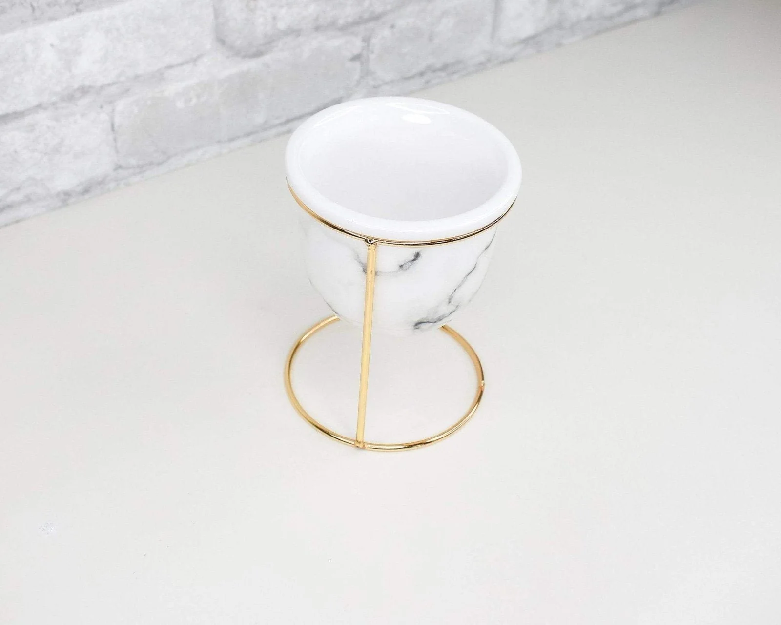 Rounded Marble Planter With Stand - Image 2