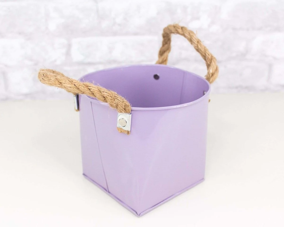 Tin Bucket w/ Handles - Lavender - Image 2