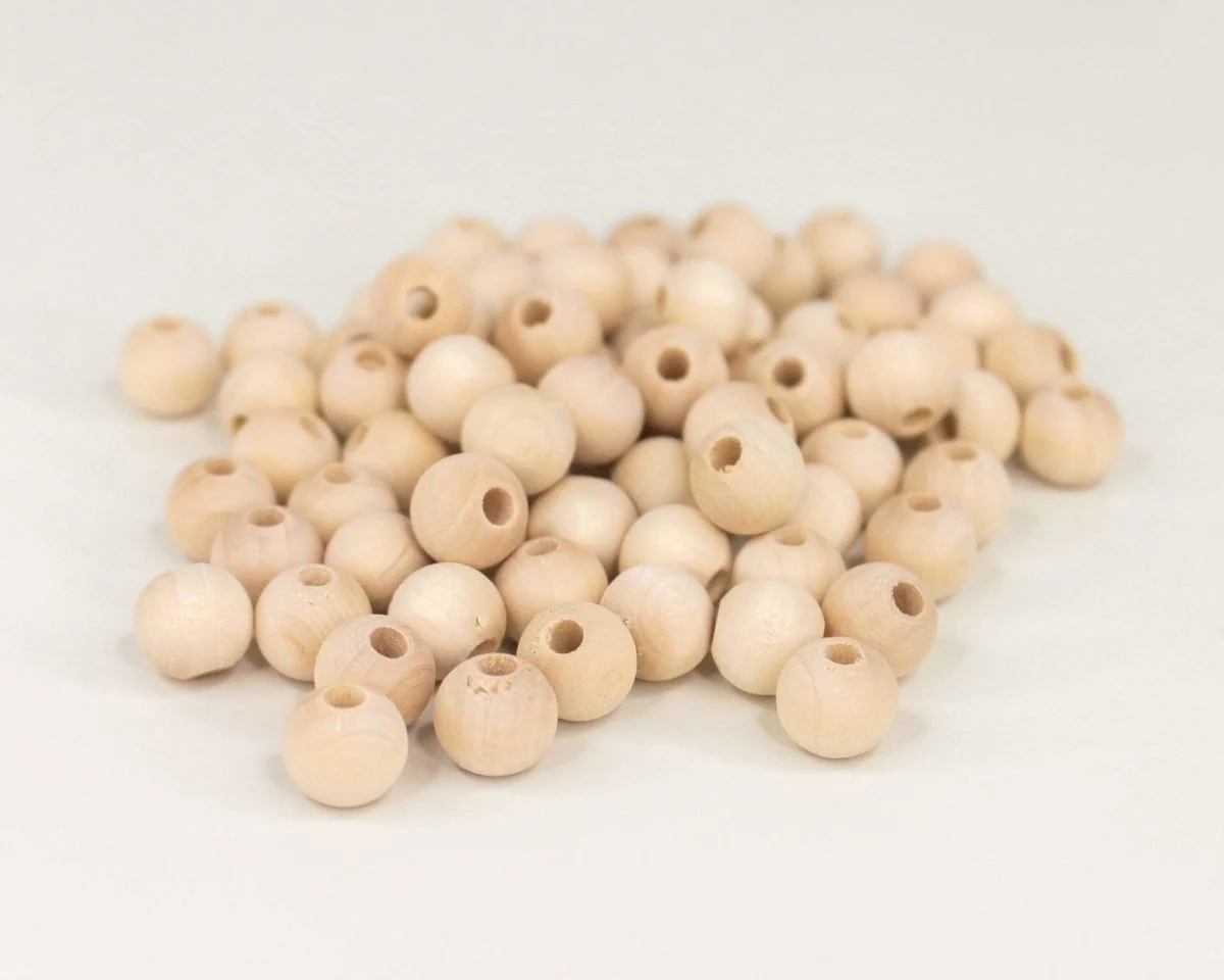 Unfinished Wood Round Beads - 75 Pieces - Image 2