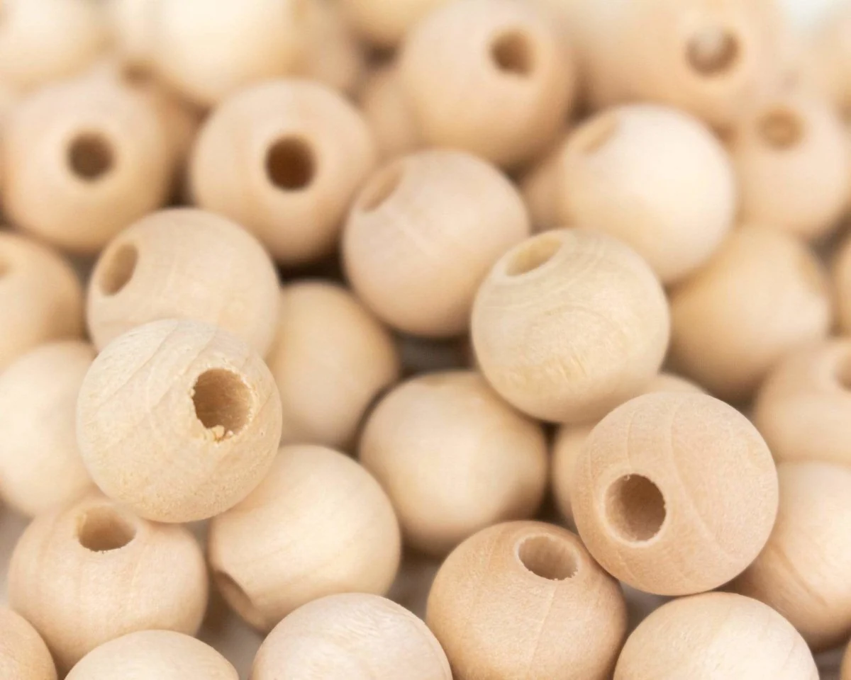 Unfinished Wood Round Beads - 75 Pieces - Image 3