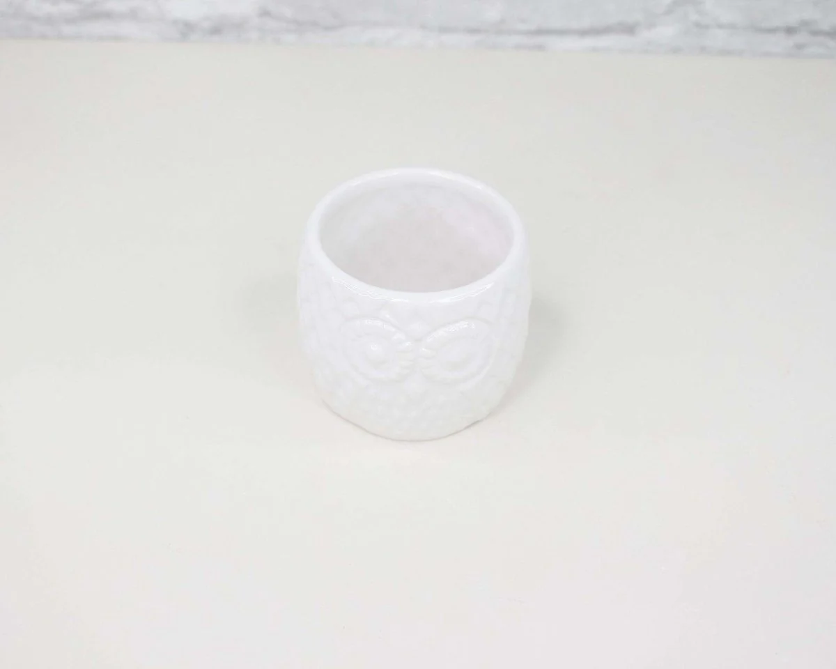 White Owl Ceramic Planter - Image 2