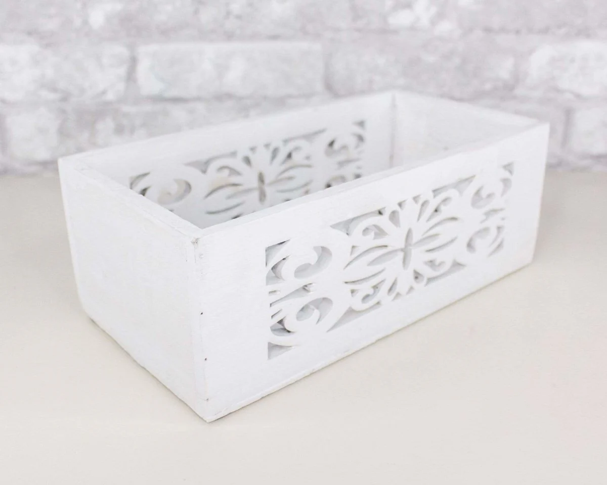 White Wood Planter w/ Design Cutout (Multiple Sizes) - Image 2