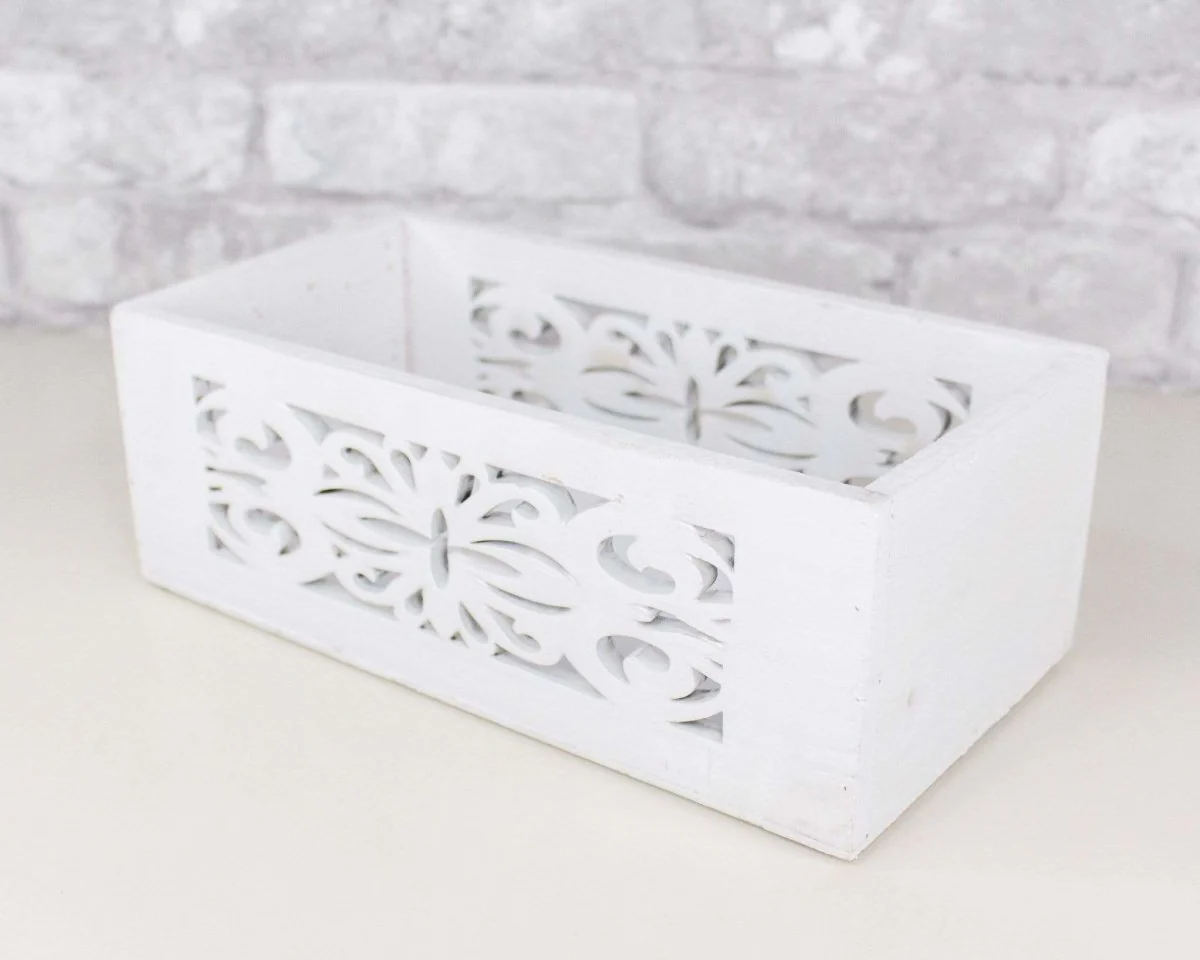 White Wood Planter w/ Design Cutout (Multiple Sizes) - Image 3