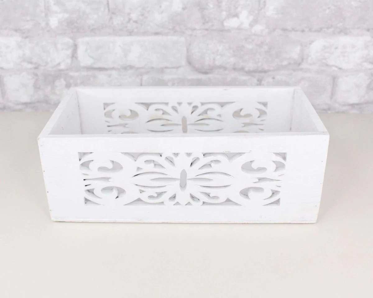 White Wood Planter w/ Design Cutout (Multiple Sizes) - Image 4